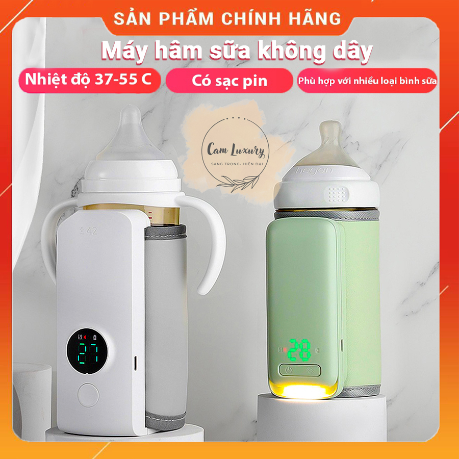 Máy Hâm Sữa Cầm Tay Tích Điện FINOSE Phù Hợp Mọi Loại Bình - Làm Nóng Nhanh, Giữ Nhiệt Lâu, Pin 5 Giờ Có Đèn Báo An Toàn