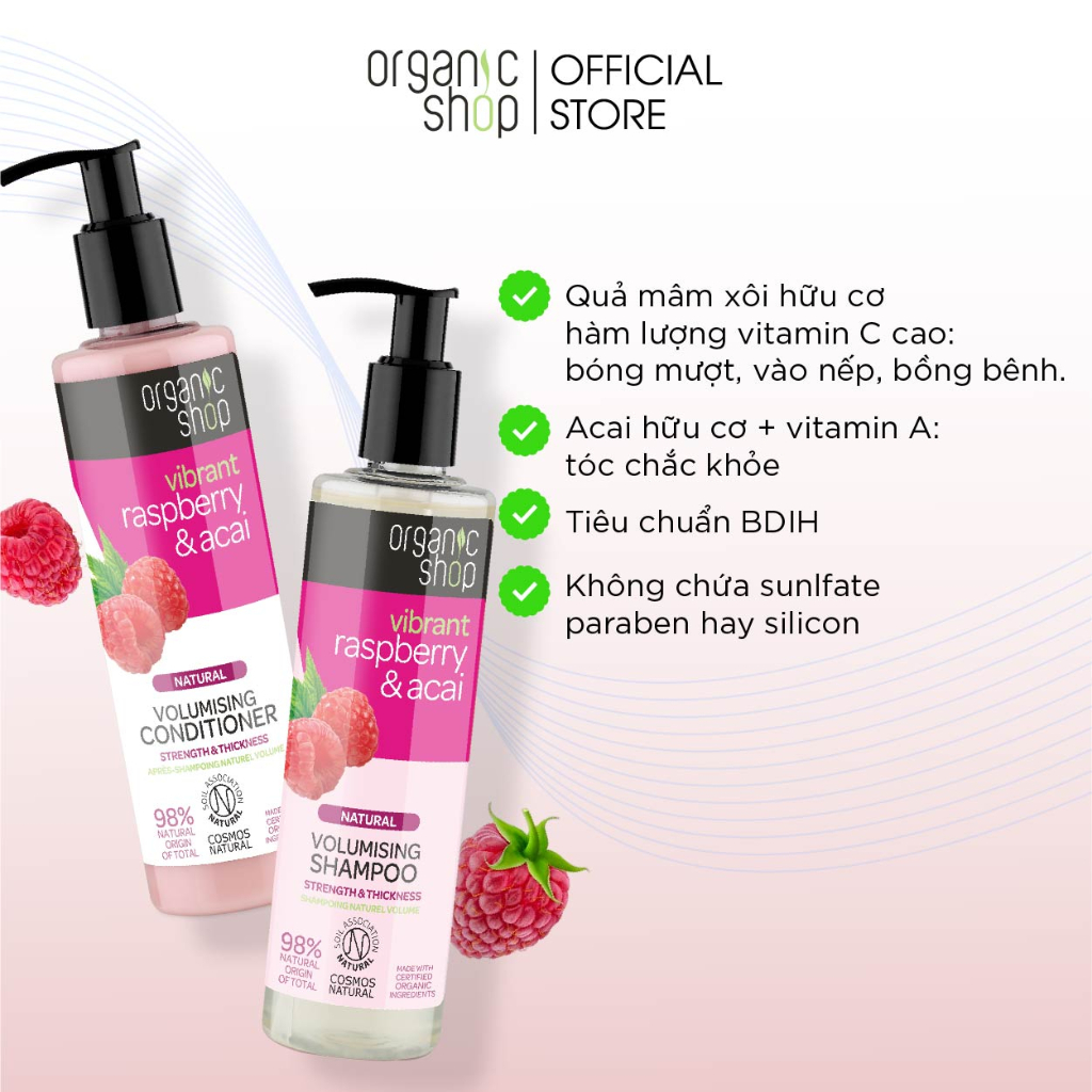 Bộ Dầu Gội Xả Giúp Tóc Bồng Bềnh ORGANIC SHOP Natural Shampoo & Conditioner 280mlx2