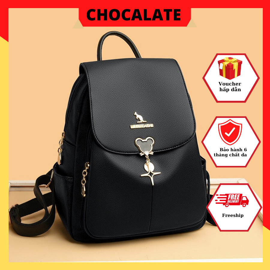 Balo da nữ CHOCALATE móc khóa siêu xinh, chất da mềm, form dáng chuẩn đẹp, phù hợp đi chơi, công sở, đi học. M40