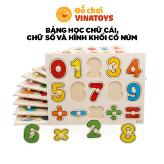 Đồ chơi giáo dục bảng học chữ cái, chữ số và hình khối có núm cho bé Đồ chơi thông minh VinaToys