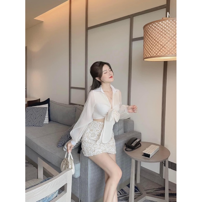 Set Chân Váy Chữ A Phối Áo Sơ Mi Cách Điệu - Sarang Clothing