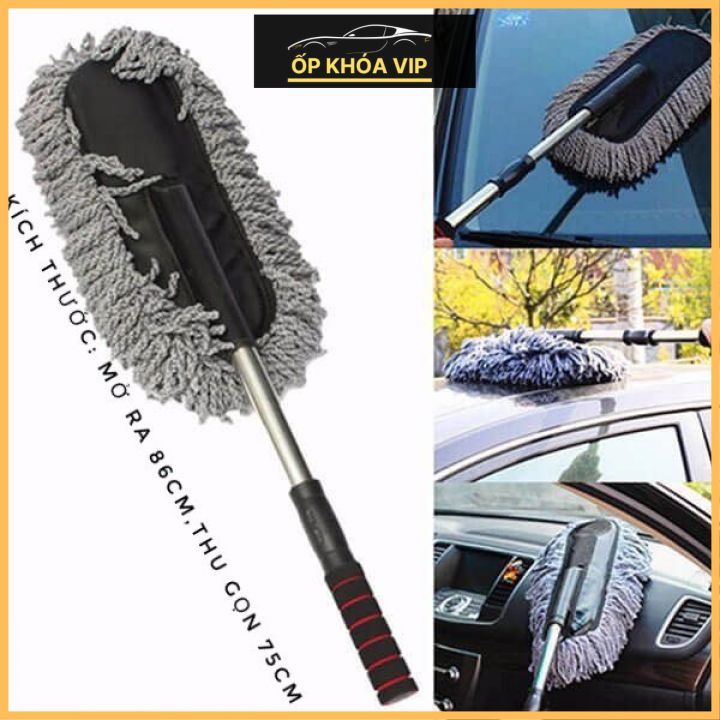 Chổi lau xe oto chuyên dụng, Chổi dẹt, chổi tròn lau bụi xe. Chổi sợi microfiber siêu thấm hút by Ốp khóa VIP