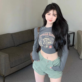 Áo croptop nữ tay dài hotrod bigger ôm body chất thun borip mềm mịn