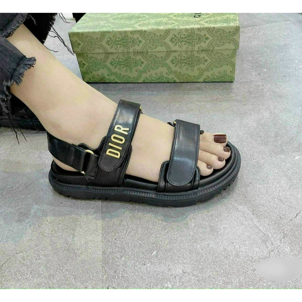 Sẵn_Hàng Quảng Châu_Sandal nữ quai chữ Dr đế bánh mì 3 phân hàng Quảng Châu (Mã 802 chữ Doir hộp thẫm + Mã WS-705)