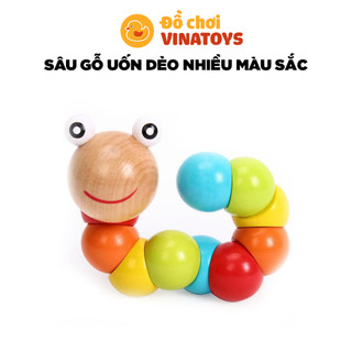 Đồ chơi cho bé con sâu gỗ uốn dẻo nhiều màu sắc đáng yêu cho bé Đồ chơi gỗ thông minh VINATOYS