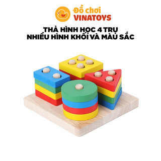 Đồ chơi cho bé bộ thả hình 4 trụ giúp bé làm quen hình khối và màu sắc Đồ chơi thông minh VINATOYS
