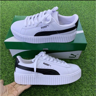 Giày p u m a trắng đen size 37 đế cao 5cm