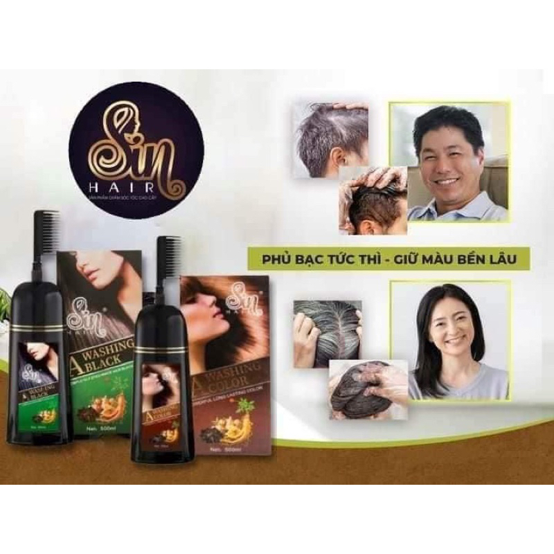 (Trợ Giá Tốt) Dầu gội nhuộm tóc SinHair phủ bạc nhân sâm, phủ đen nâu tóc tự nhiên số 1 Nhật Bản