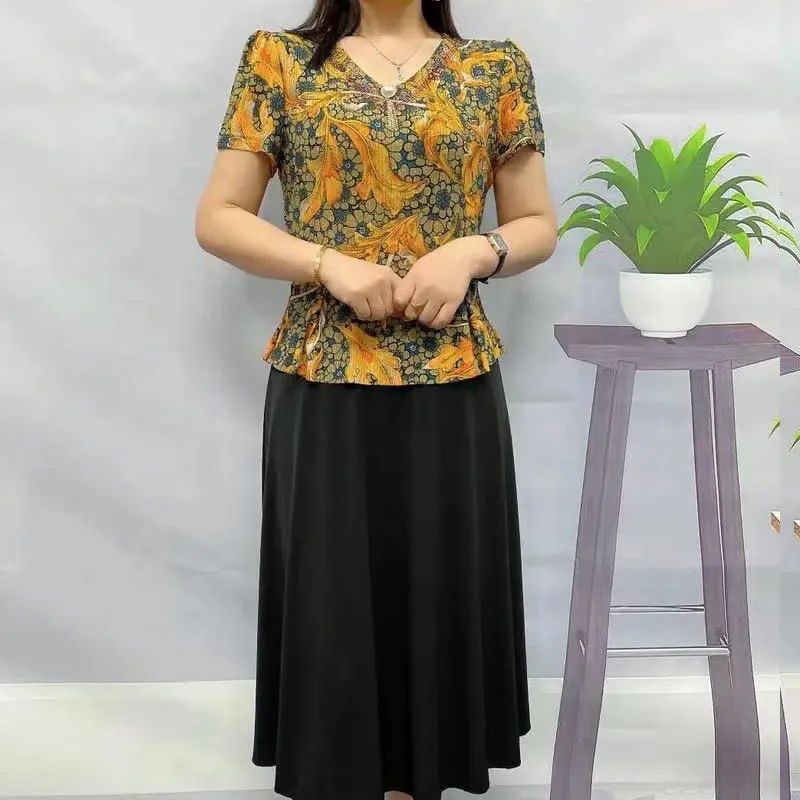 Đầm Trung Niên hàng Thiết kế Vải thun cotton co dãn tặng mẹ