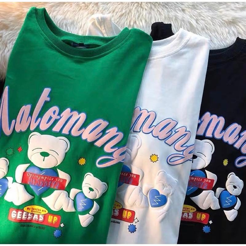 Áo phông in nổi form rộng unisex MATOMANY 3 CON GẤU màu như hình áo thun tay lỡ form rộng Local HT Fashion