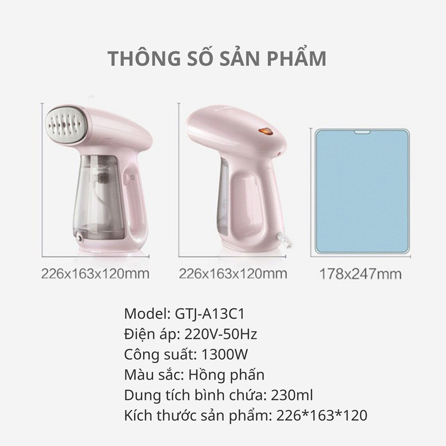 Bàn là hơi nước cầm tay Bear nhỏ gọn, siêu nhẹ công suất lớn, làm nóng nhanh – Hàng chính hãng bảo hành 6-18 tháng