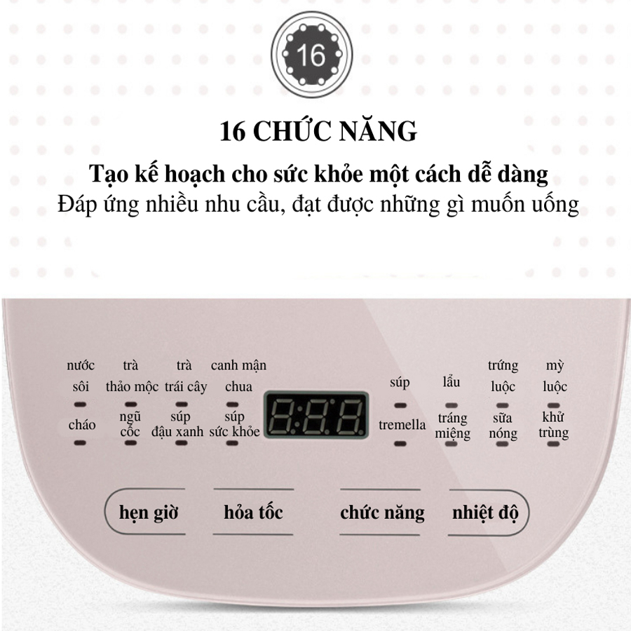 Máy pha trà Bear 1.5L, 16 chế độ, chưng yến, pha sữa, hâm sữa – Hàng chính hãng bảo hành 6-18 tháng