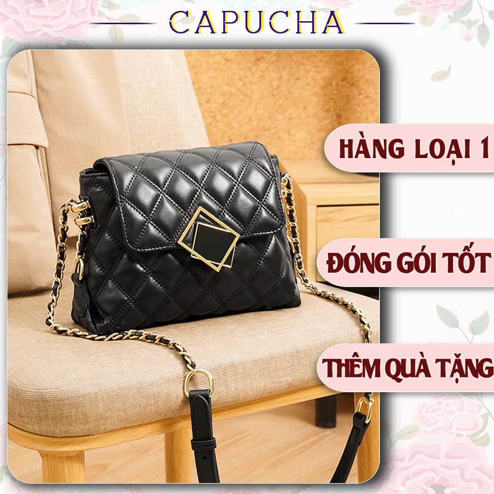 Túi xách nữ đeo chéo đa năng đựng nhiều đồ phong cách Hàn Quốc chất da lì siêu bền Capucha T307