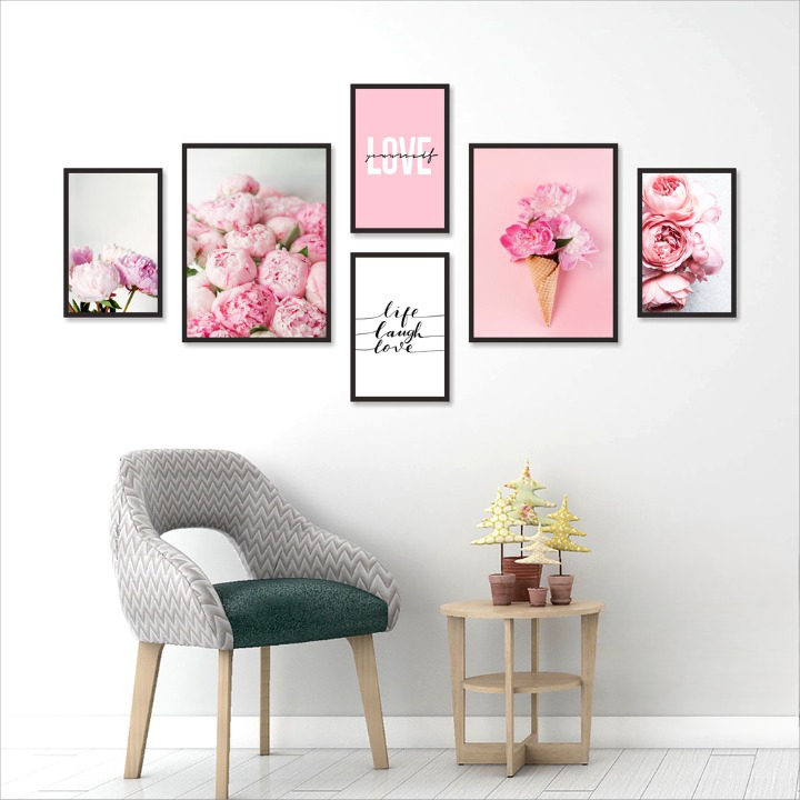 Tranh treo tường, tranh dán tường hiện đại một set gồm 6 bức như mẫu, siêu nhẹ có sẵn keo hai mặt T25