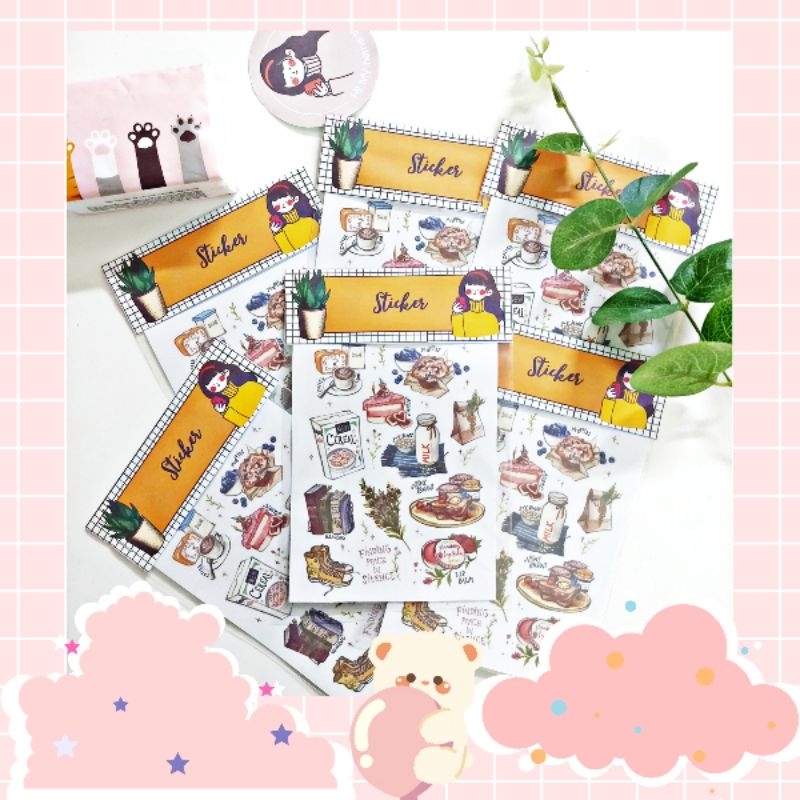 Set 12 hình dán sticker chủ đề đồ ăn