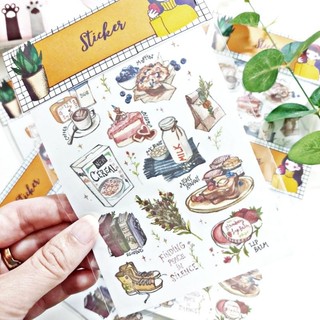 Set 12 hình dán sticker chủ đề đồ ăn