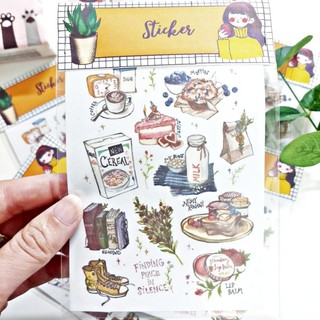 Set 12 hình dán sticker chủ đề đồ ăn