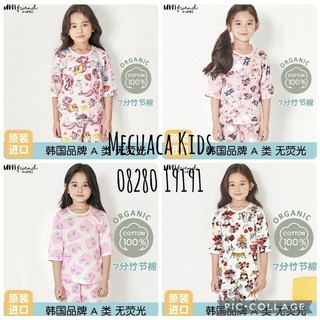 Bộ lửng tay lỡ cotton giấy điều hòa Unifriend mặc nhà xuất Hàn dư xịn cho bé gái dễ thương