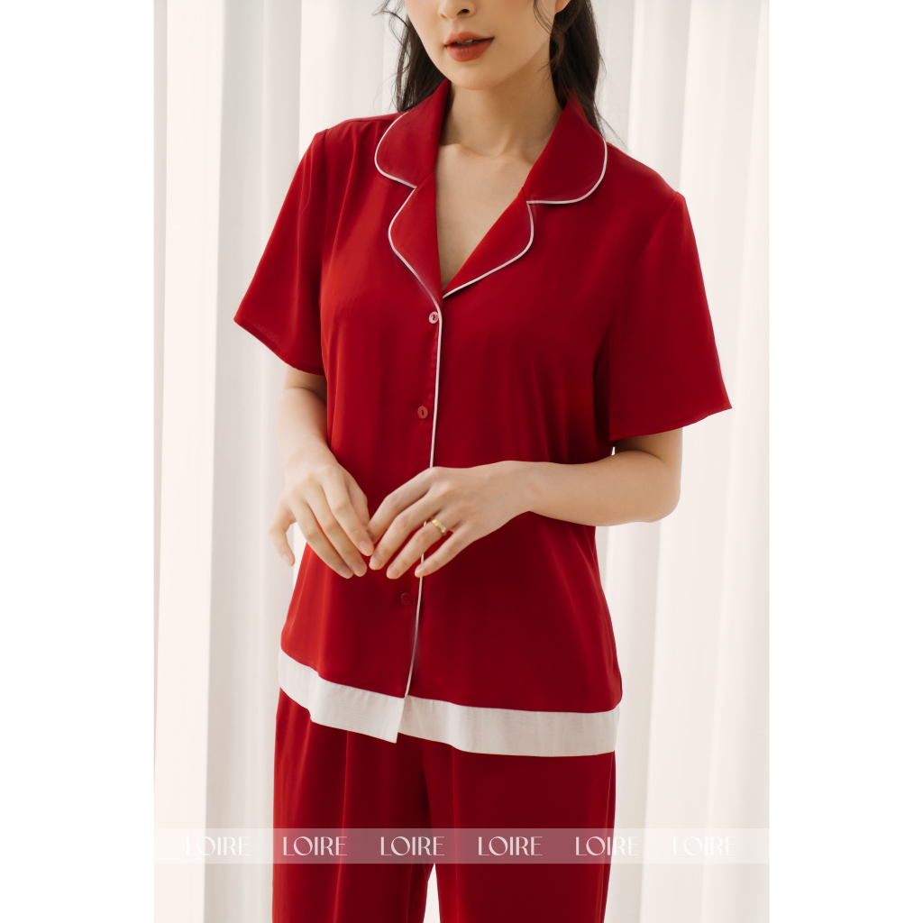 Đồ Bộ Pijama Lụa Đỏ Thắm LPN28