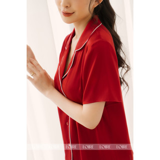Đồ Bộ Pijama Lụa Đỏ Thắm LPN28