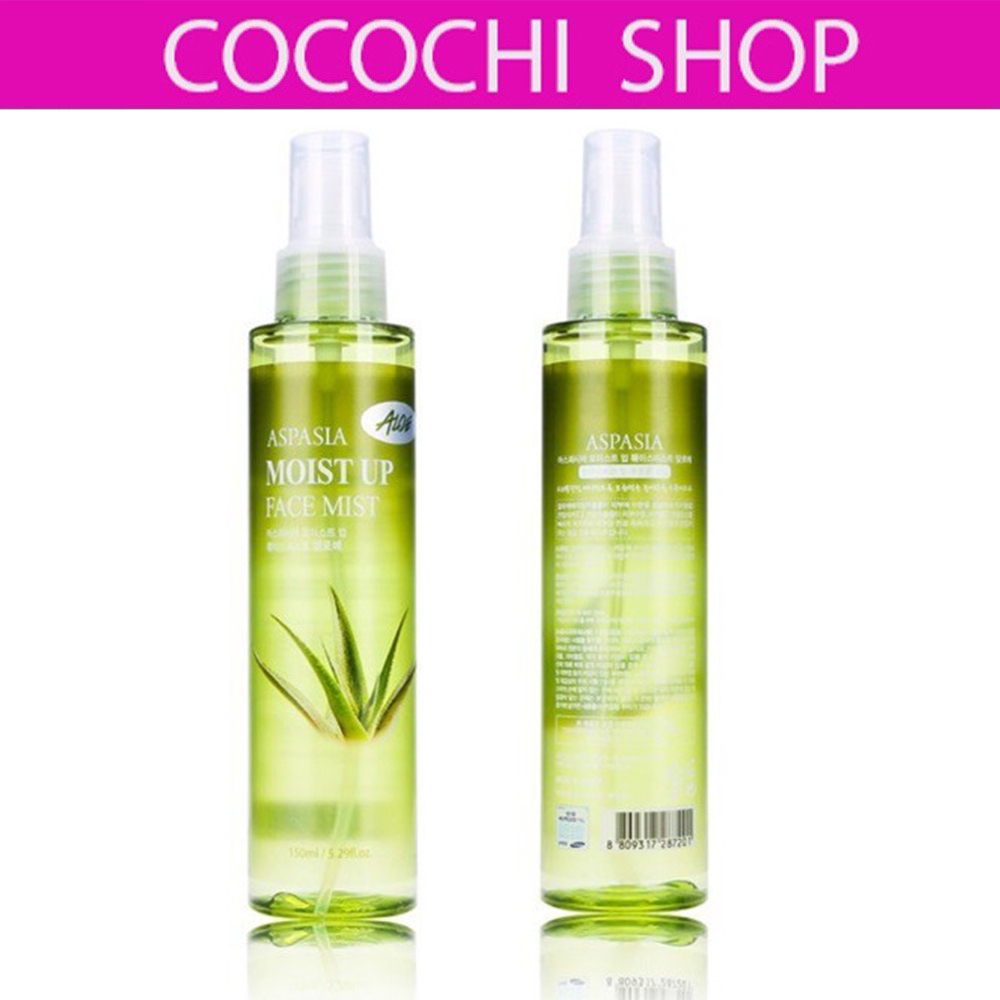 Xịt Khoáng Nha Đam Trắng Sáng Dịu Da Aspasia Moist Up Face Mist Aloe 150ml chính hãng