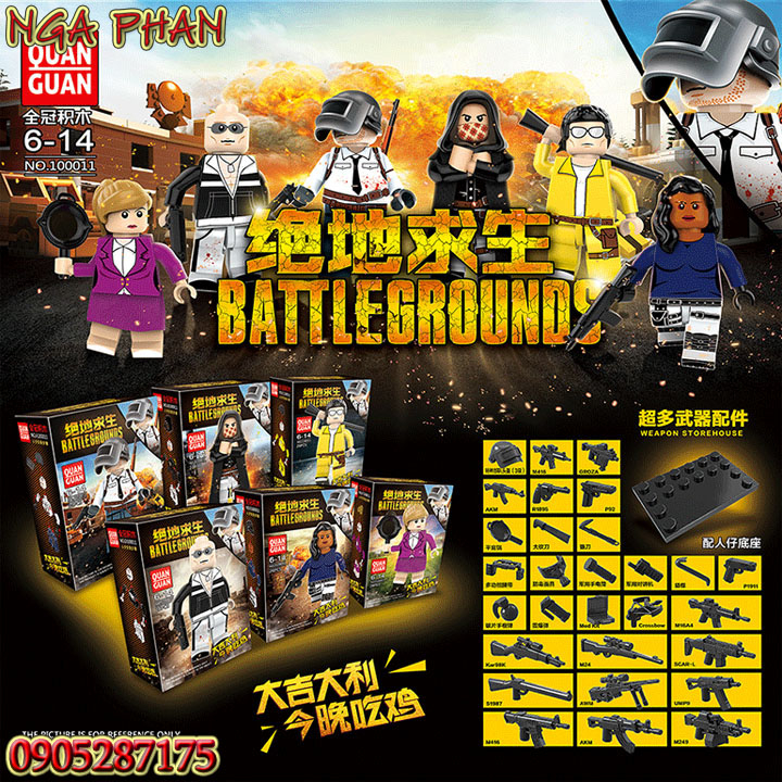 Bộ 6 Nhân Vật Game PUBG Sứ Mệnh Chiến Binh Đồ Chơi Xếp Hình Lắp Ráp Non-Lego Quan Guan MOC DIY