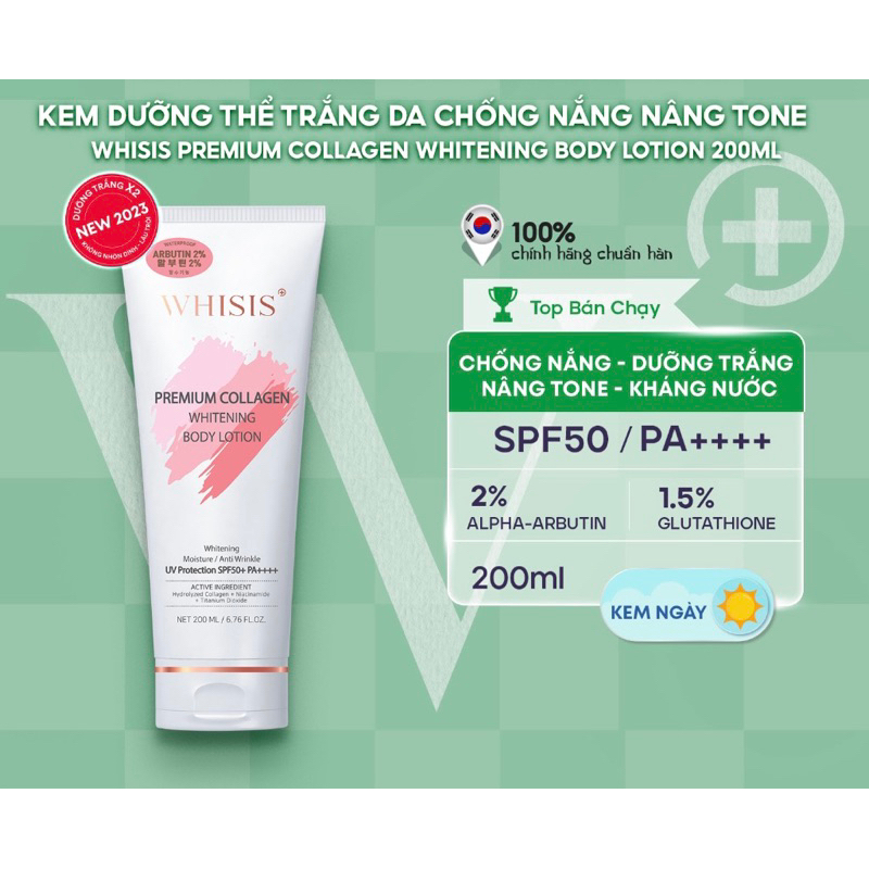 COMBO 4 Tuýp Kem Dưỡng Thể Whisis Premium Collagen Whitening Body Lotion 200ml