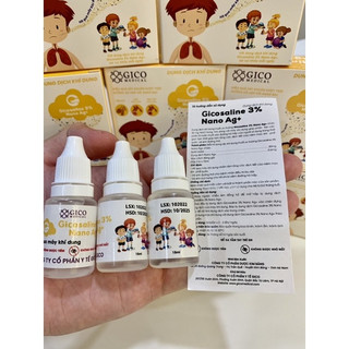 Dung dịch Muối Ưu Trương dạng nhỏ Gicosaline 3% Nano Bạc Ag+, Vệ sinh mũi, khí dung cho bé