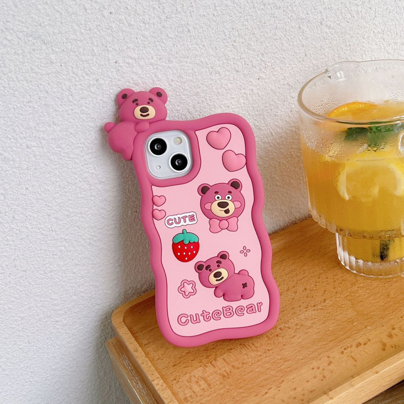 Ốp lưng iphone gấu hồng cute Leo cam 6,7plus, X, XSM, 11,11promax, 12, 12promax,13,13pro, 13promax, 14, 14pro, 14promax