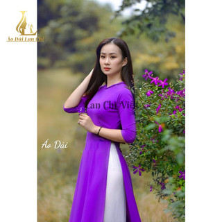 Áo dài màu tím huế tết cổ cách điệu -áo dài lan chi