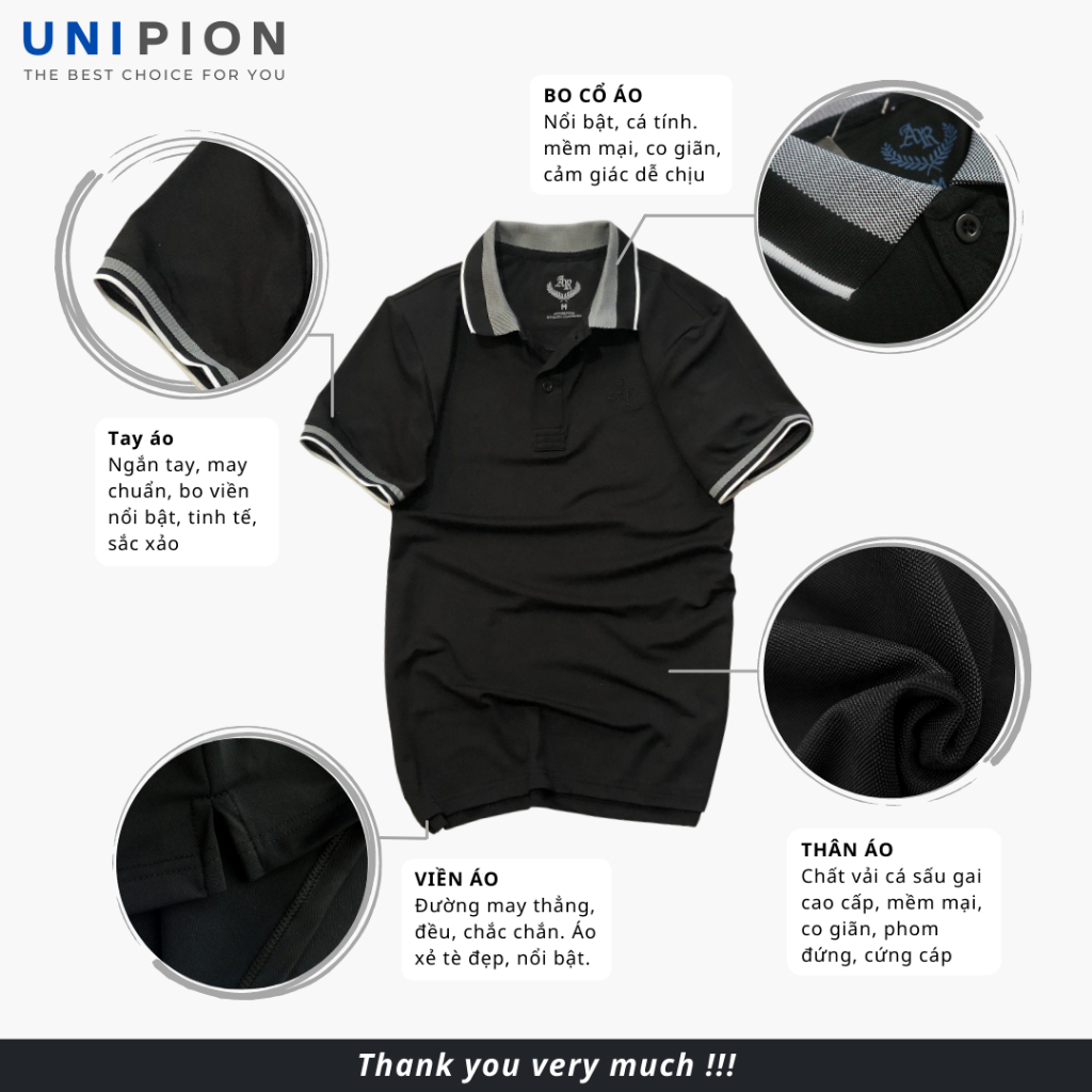 Áo polo nam ngắn tay cao cấp chất cá sấu dày dặn, co giãn chi tiết thêu nổi bật, tinh tế phong cách sang trọng