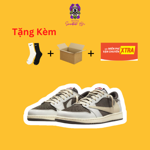 Giày Sneaker jd 1 Low Travis Scott Nâu , Giày 1 Jordan Travis Scott low Nam Nữ
