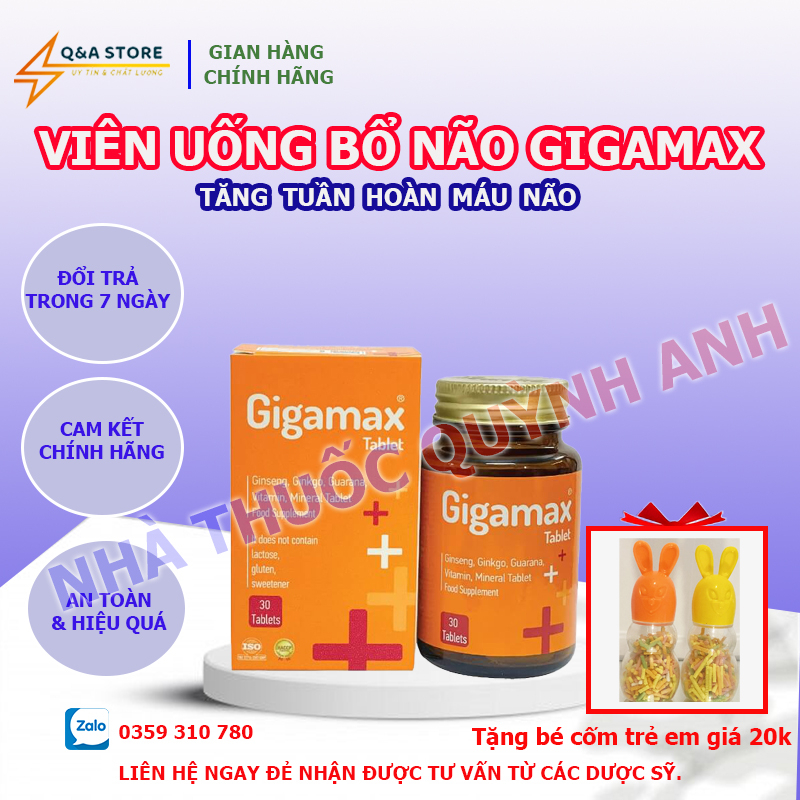 Viên Uống Bổ não Gigamax – Hỗ Trợ Giúp Cải Thiện Trí Nhớ (30 Viên)
