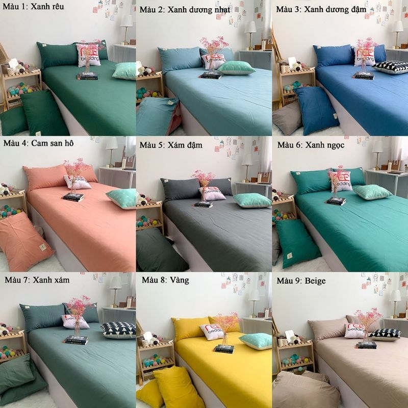 Ga giường trơn 1 màu 1m2,1m6,1m8,2m2 Cotton Tici mềm mịn Phong cách Hàn Quốc