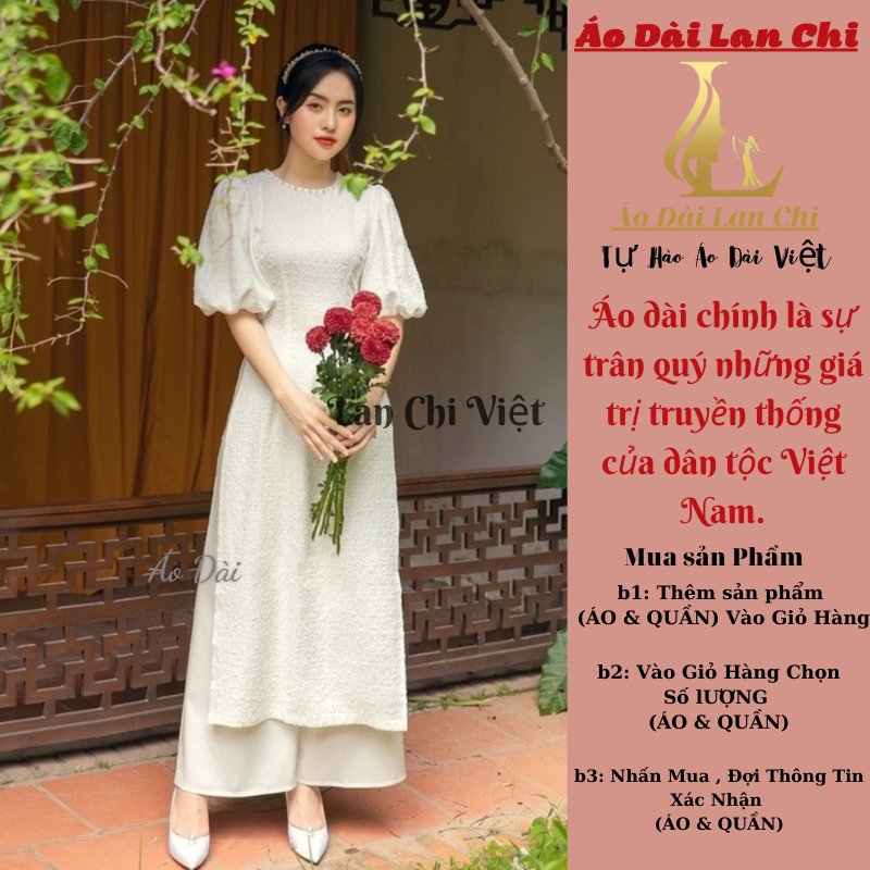 Áo dài trắng tay bồng, áo dài cách tân trẻ, áo dài dự tiệc - áo dài lan chi