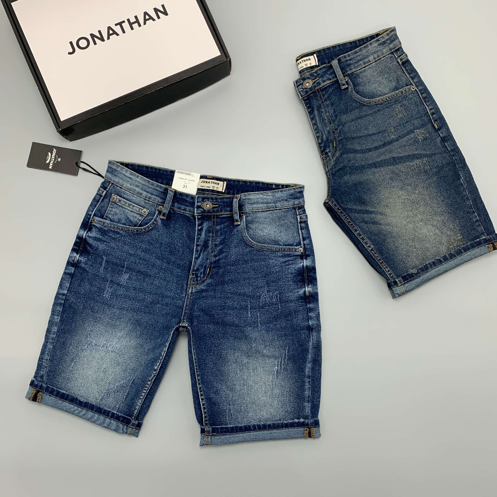 Quần Short Jeans Nam Xanh Nhạt Xước JONATHAN QJ065 vải denim cao cấp co dãn nhẹ 4 chiều, form dáng chuẩn đẹp, trẻ trung