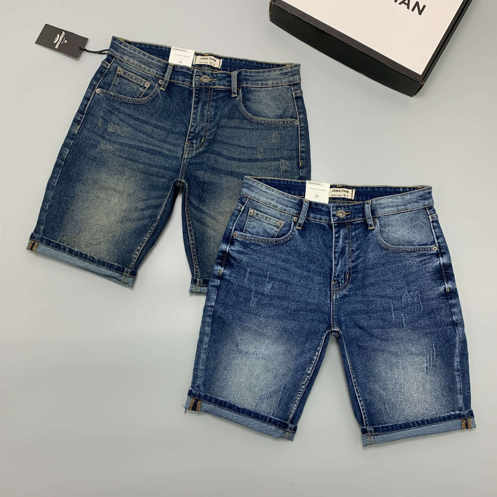 Quần Short Jeans Nam Xanh Nhạt Xước JONATHAN QJ065 vải denim cao cấp co dãn nhẹ 4 chiều, form dáng chuẩn đẹp, trẻ trung