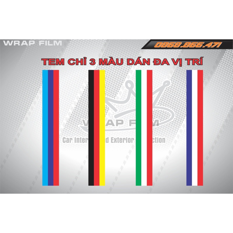 Tem dán sọc 3 màu trang trí xe ô tô phong cách thể thao ( TẶNG KÈM GẠT DÁN)