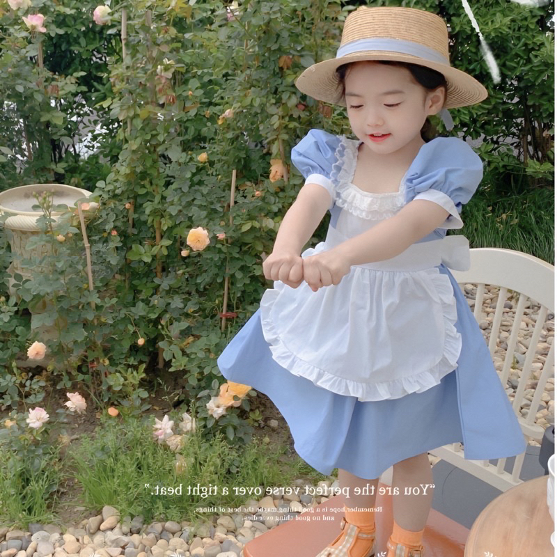 [10-24kg] Đầm tay phồng phong cách Lolita kiểu dáng cô hầu gái cho bé 2-8 tuổi 10122