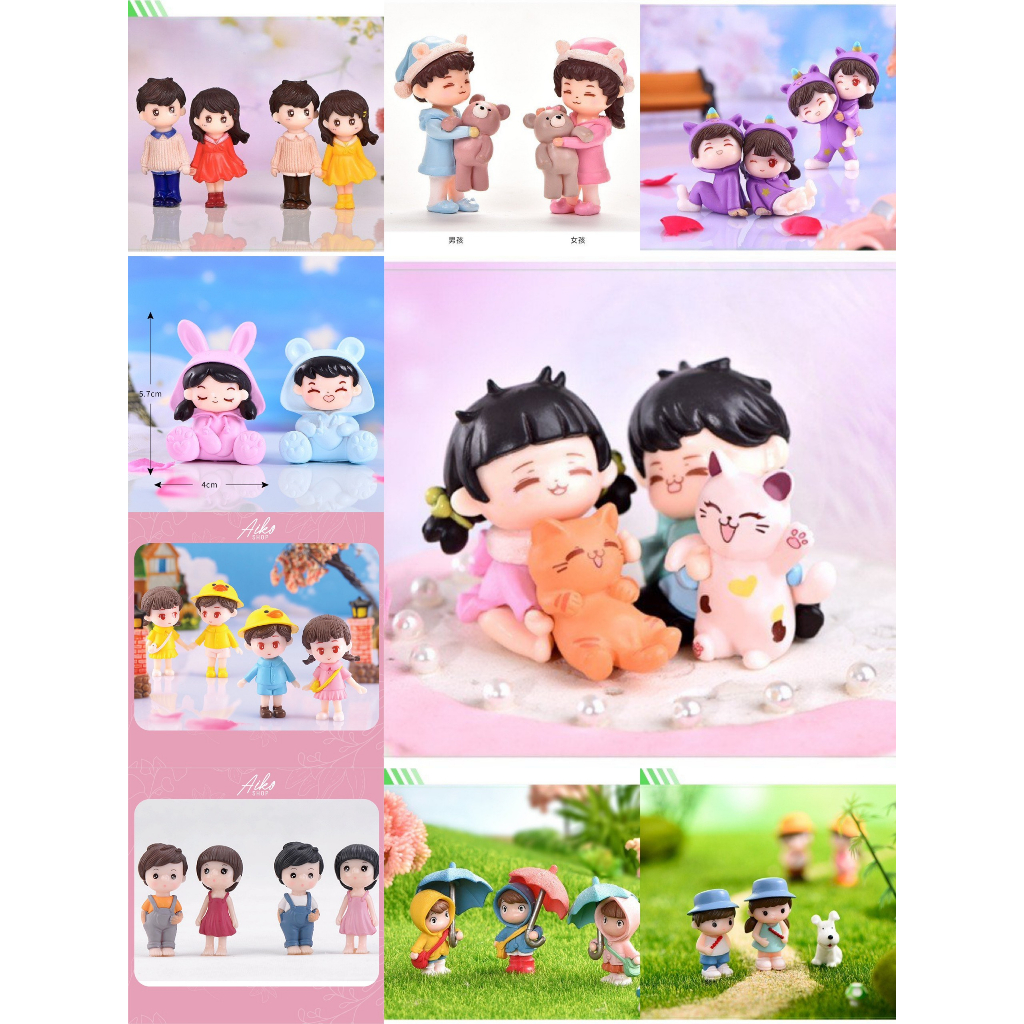 Mô hình cặp đôi em bé đáng yêu trang trí tiểu cảnh, bàn học, bàn làm việc