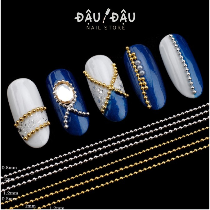 Dây bi kim loại trang trí móng tay cực sang trọng