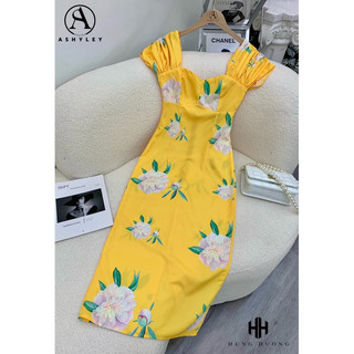 VÁY TƠ LỤA BODY HOA CỔ VUÔNG - ảnh thật