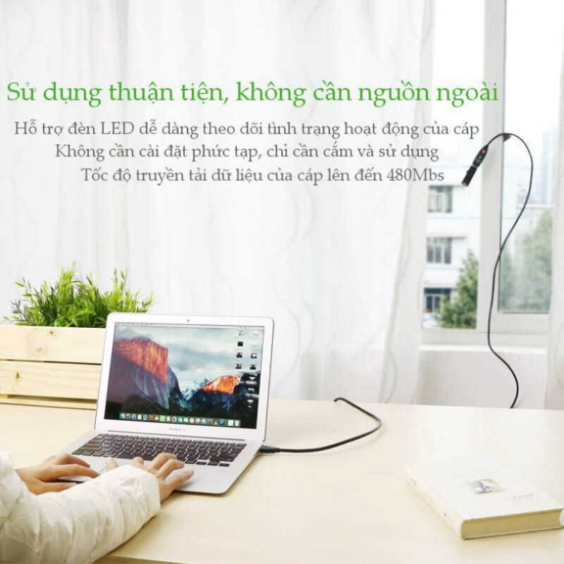 Dây cáp nối dài USB 2.0 Active có CHIP dài 5m UGREEN 10319 US121  - Hàng Chính Hãng