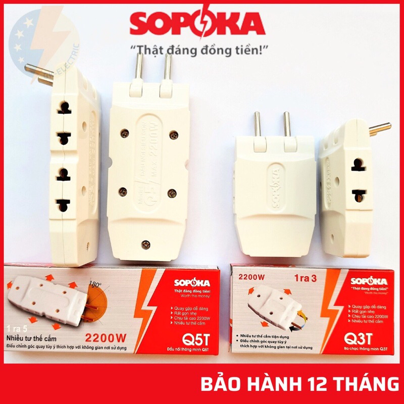 Phích cắm chia nhiều ổ sopoka . ổ điện chia 3 chia 5 tiện dụng