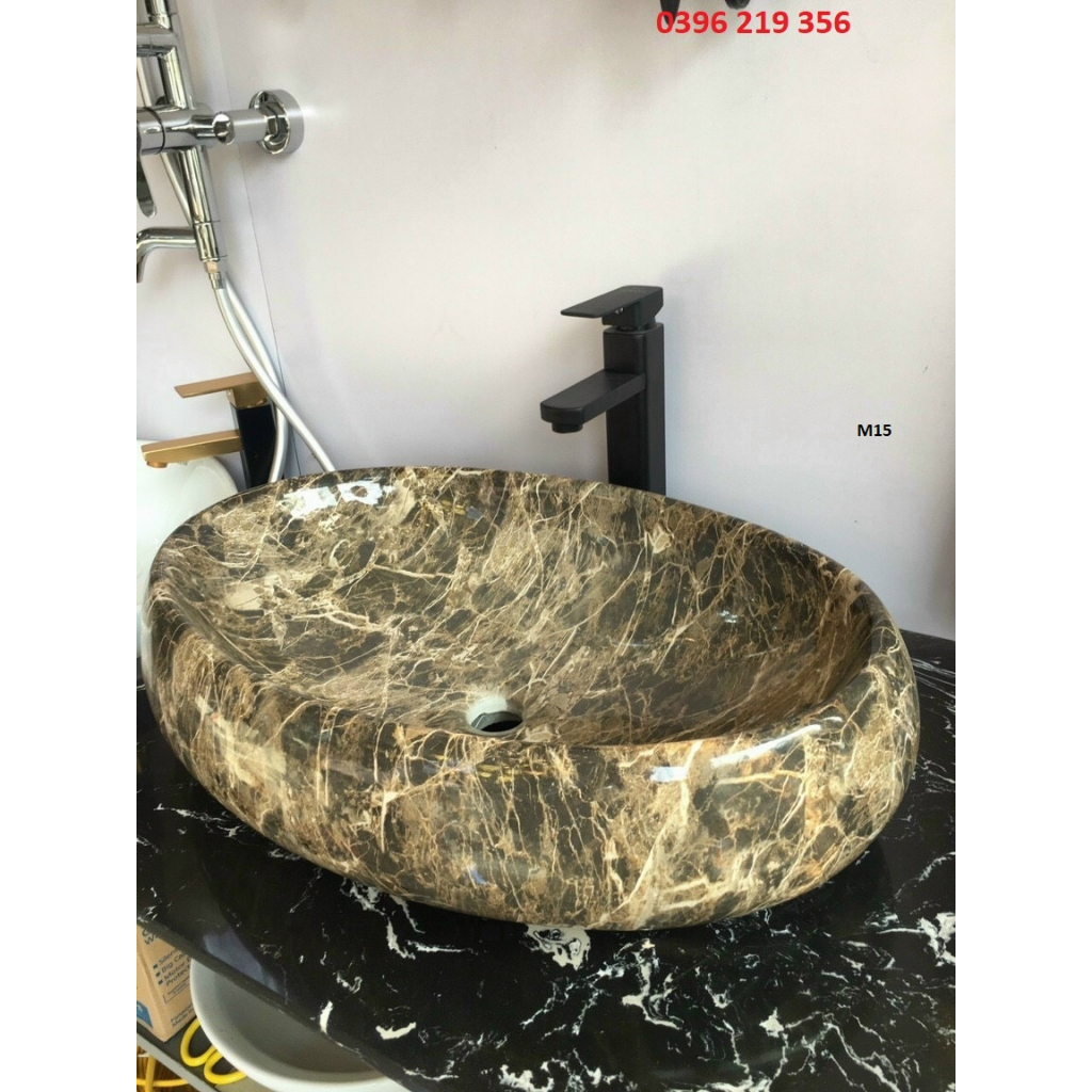 Bồn lavabo elip vân xanh rêu-lavabo nhà tắm