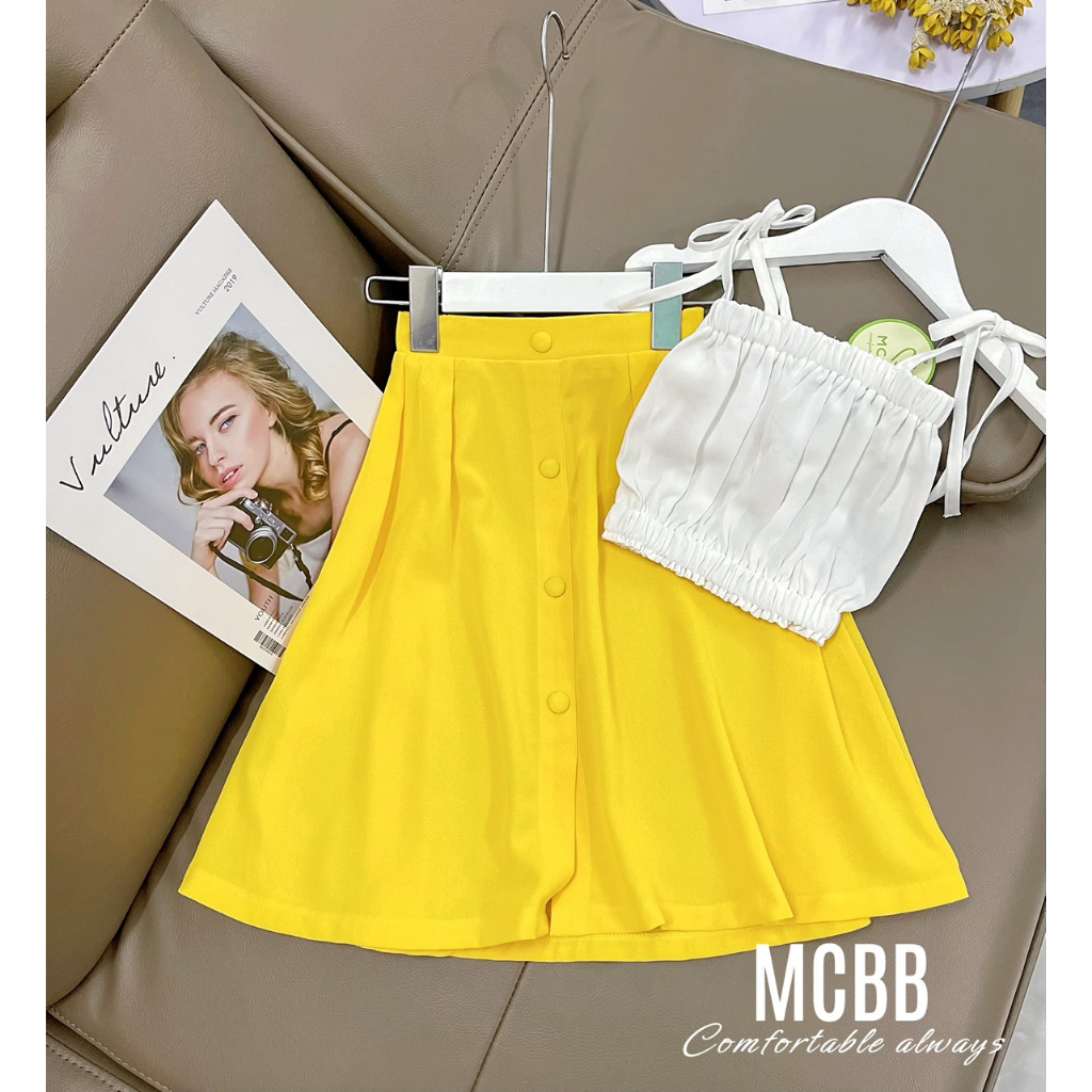 Mcbb 23-47 kg set áo croptop chân váy dài midi áo 2 dây bé gái váy cho bé gái đầm trẻ em bộ đồ bé gái đi biển mùa hè nữ