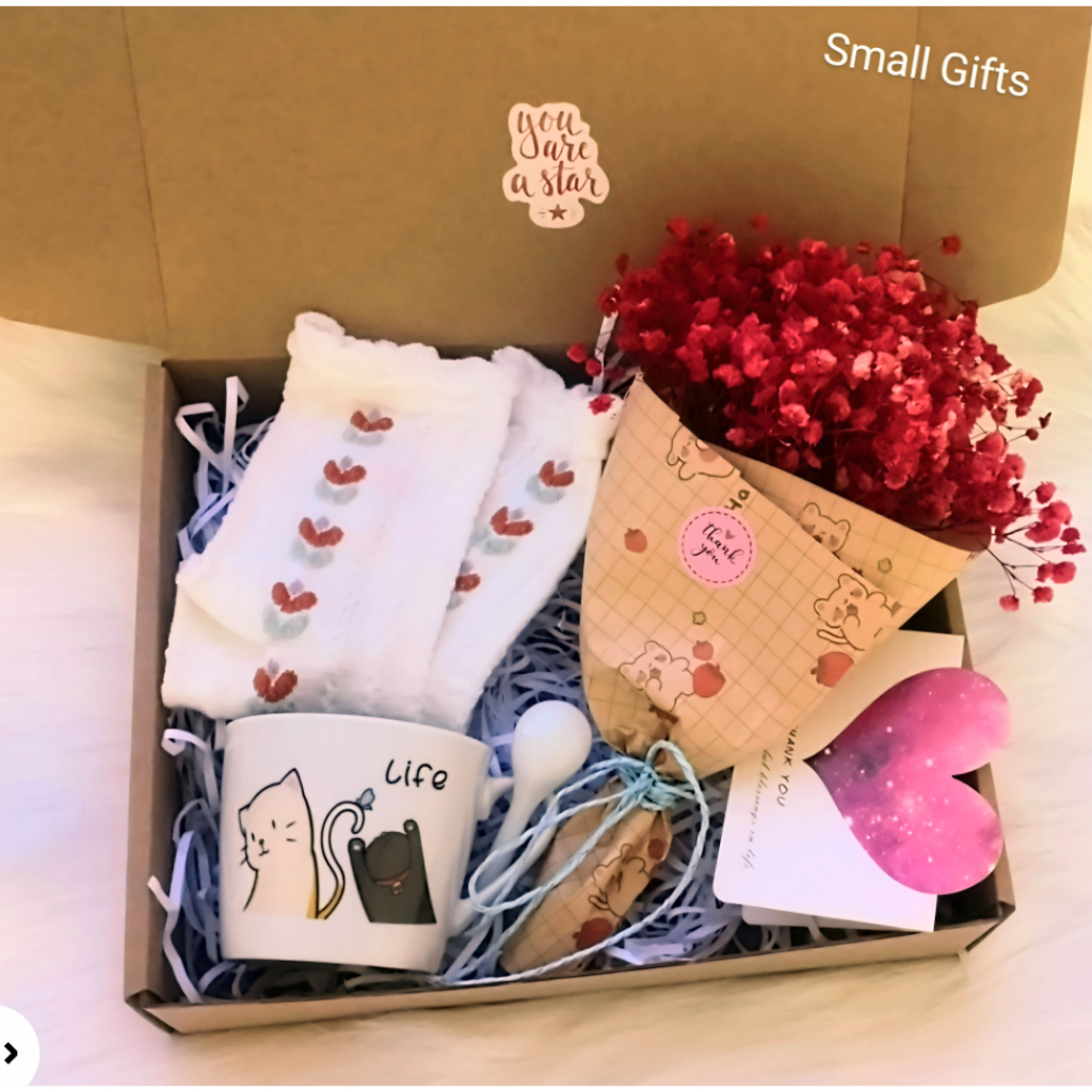Set quà tặng Gift Box với bình giữ nhiệt, ly thủy tinh và sáp thơm handmade cho bạn gái, bạn bè và người thân