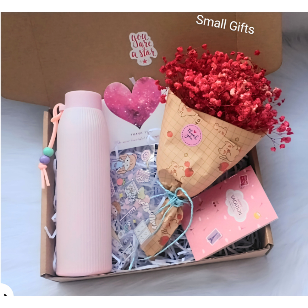 Set quà tặng Gift Box với bình giữ nhiệt, ly thủy tinh và sáp thơm handmade cho bạn gái, bạn bè và người thân