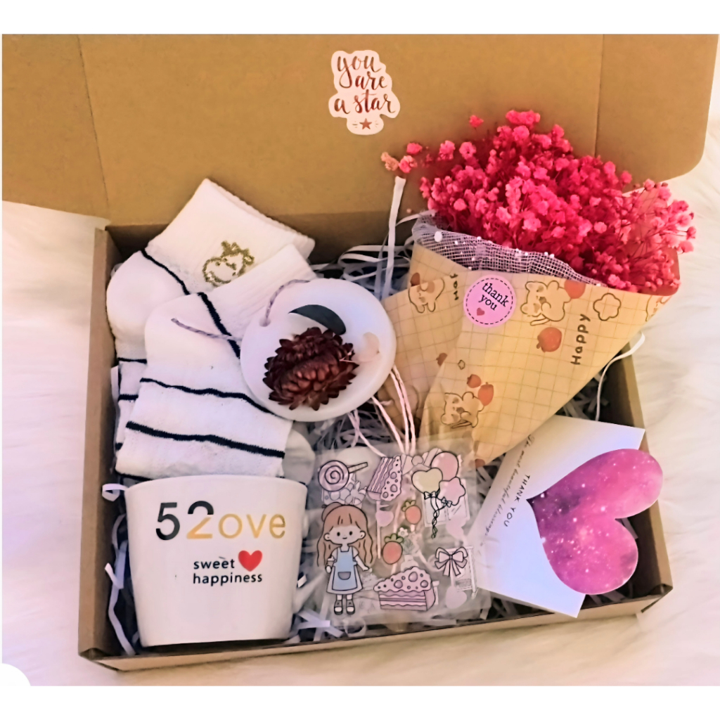 Set quà tặng Gift Box với bình giữ nhiệt, ly thủy tinh và sáp thơm handmade cho bạn gái, bạn bè và người thân