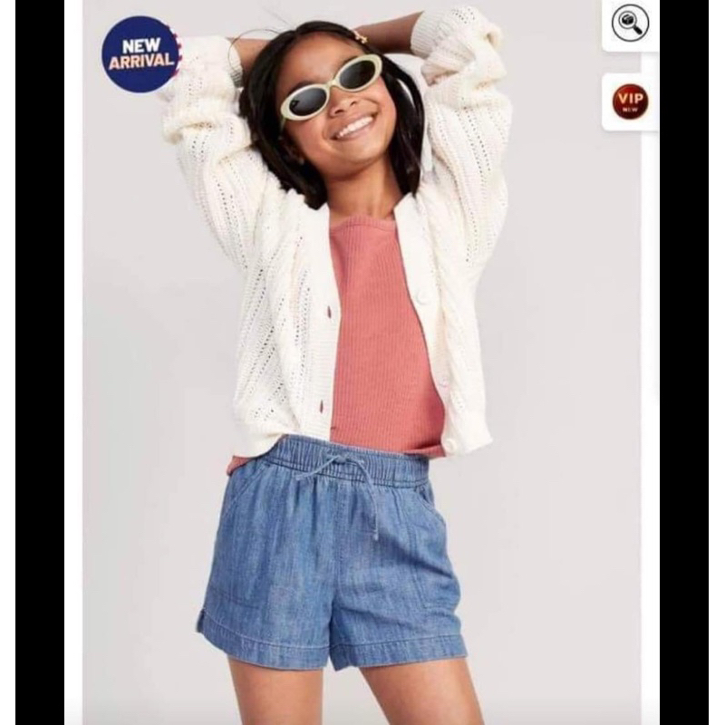 Quần short bò giấy bé gái, hàng dư